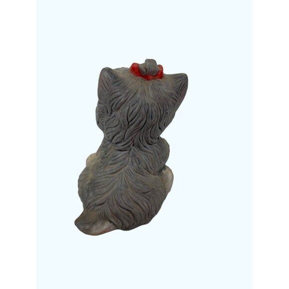Adorable Schnauzer Terrier Puppy Figurine With Red Bow Tie - Picture 4 of 4